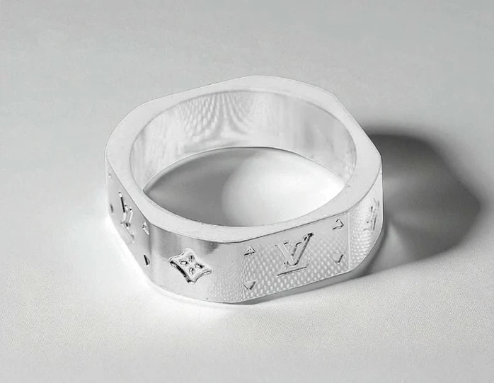 Louis Vuitton Monogram Silver Tone Band Ring Pakistan