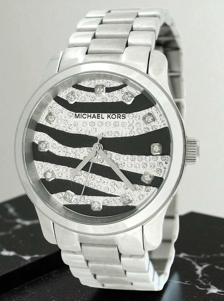 Michael Kors Classic Silver Zebra Glitz Womens Watch Pakistan
