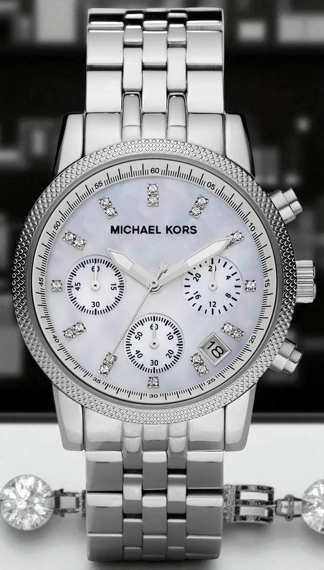 Michael Kors Ladies Ritz Silver Tone Camille Chronograph Designer Watch Mk5020 Pakistan 1765831525 A41c38d3