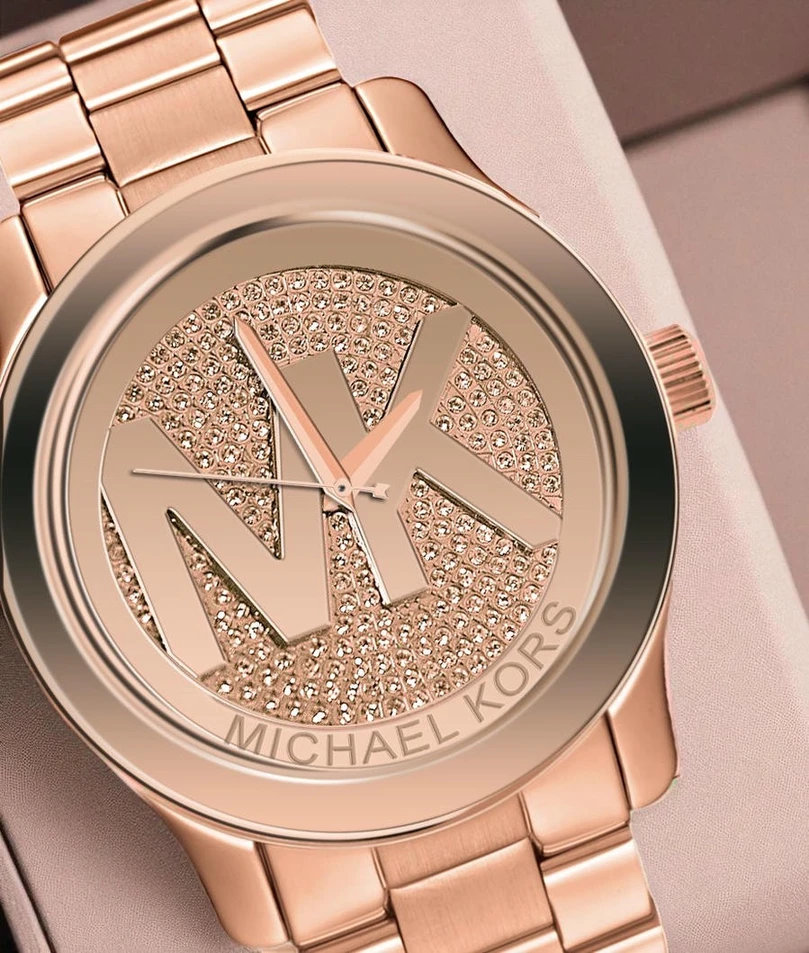 Michael Kors Mk Logo Rose Gold Glitz Dial Steel Women Watch Pakistan 1765831538 4a944446