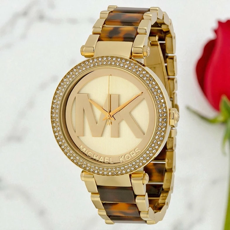 Michael Kors Parker Champagne Dial Goldtone And Tortoiseshell Acetate Ladies Watches Pakistan 1765831538 D177f613