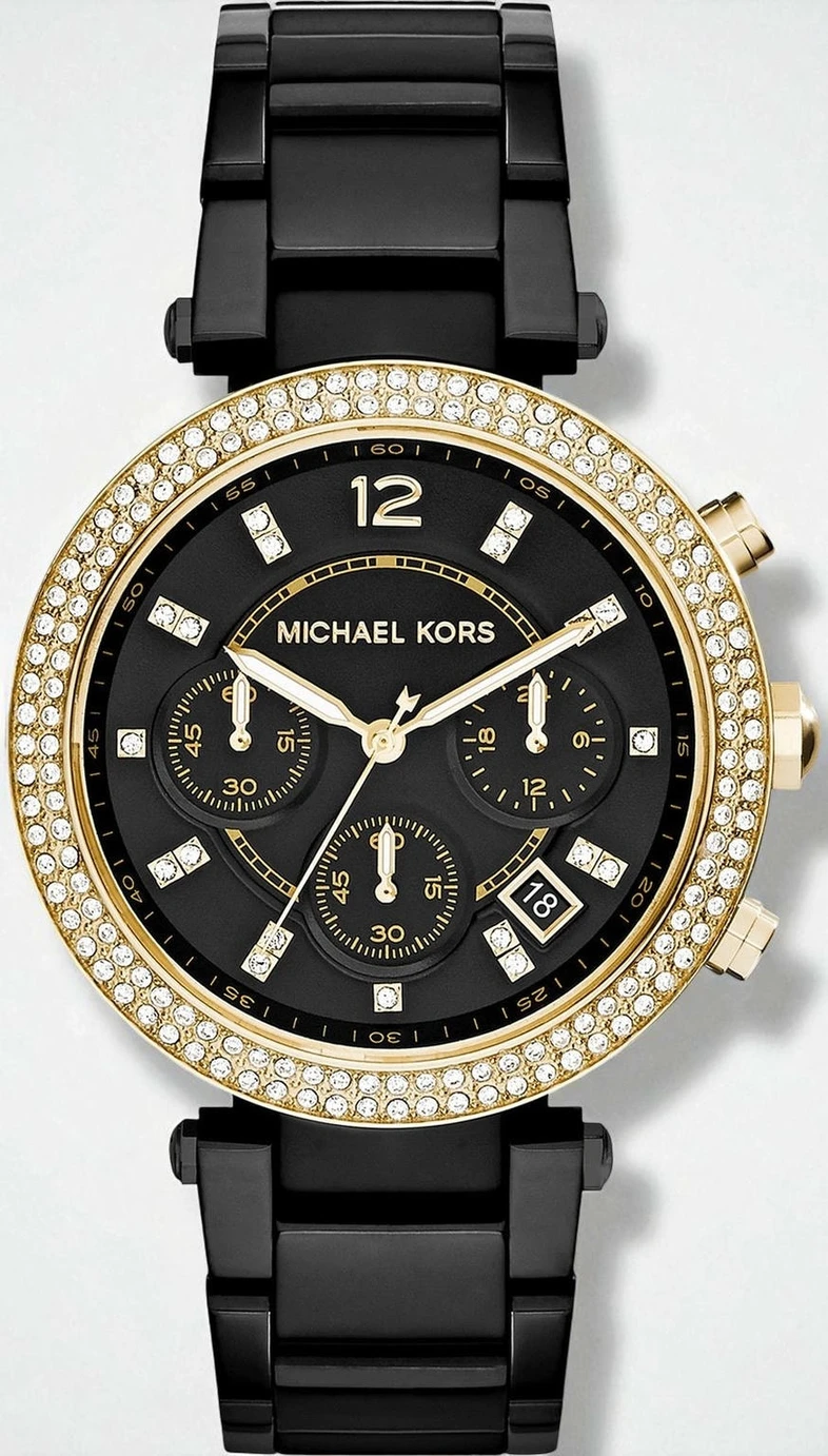 Michael Kors Parker Chronograph Black Dial Black Ion Plated Ladies Watch Pakistan 1765831539 11f56567
