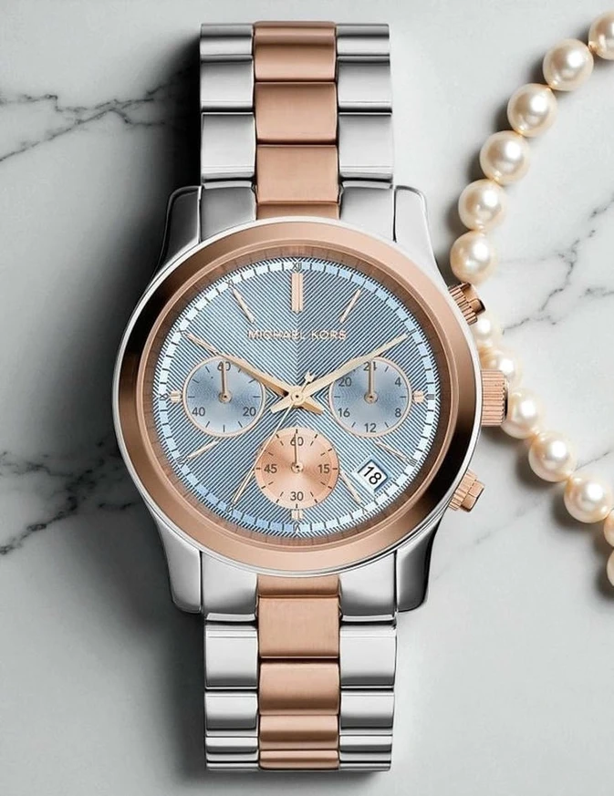 Michael Kors Runway Chronograph Blue Dial Two Tone Ladies Watch Mk6166 Pakistan