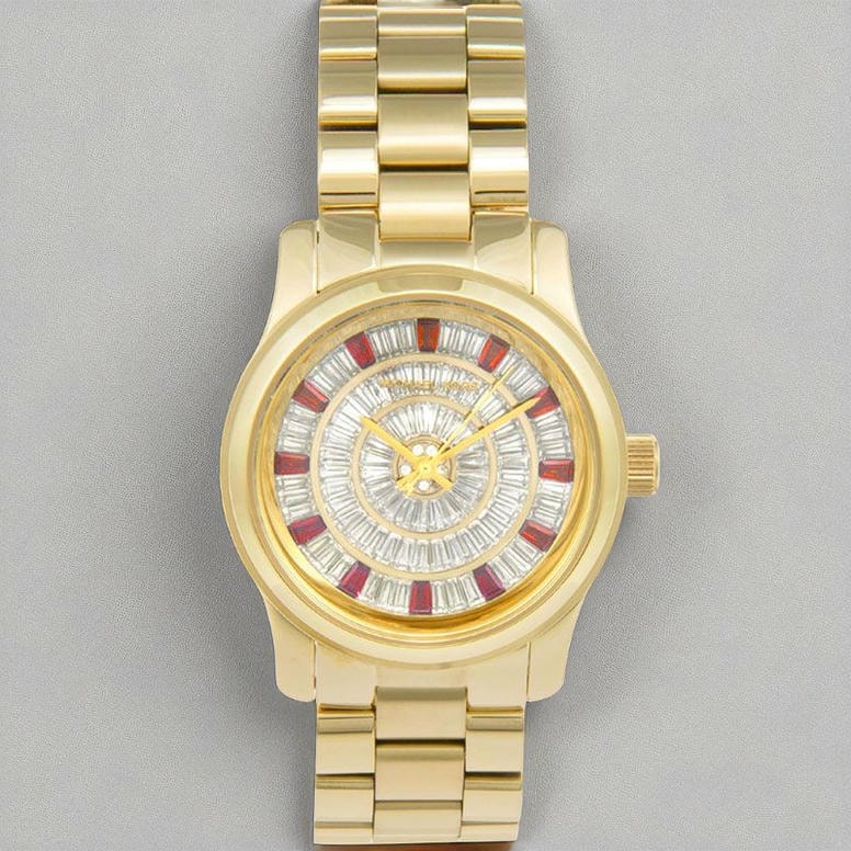 Michael Kors Runway Red Glitz Gold Tone Watch Pakistan
