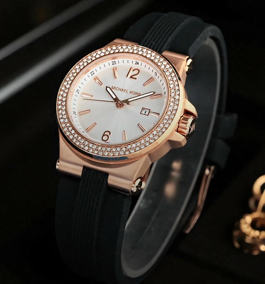 Michael Kors Women S Mini Dylan Black Silicone Gold Tone Luxury Watch Pakistan