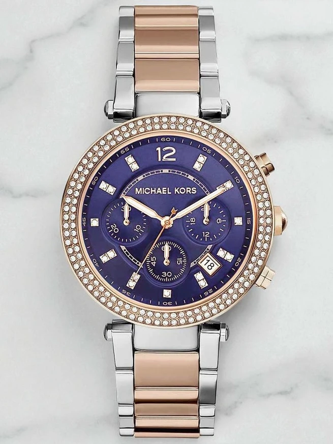 Michael Kors Women S Mk6141 Parker Round Two Tone Bracelet Watches Pakistan