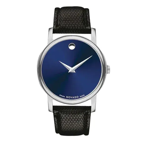 Movado Black Leather Strap Blue Dial Quartz Watch 2026 1783796617 1c376b39