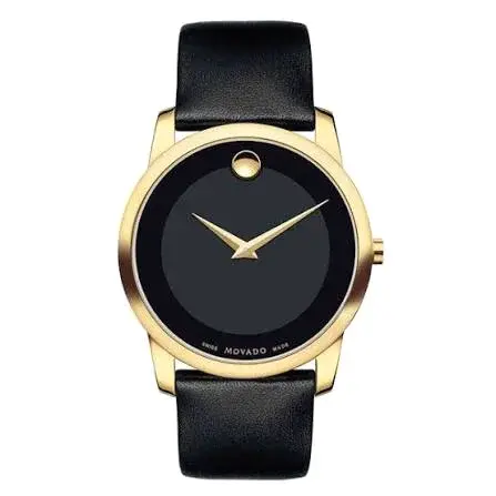 Movado Museum Black Leather Black Dial Quartz Watch 1783796617 5486e336