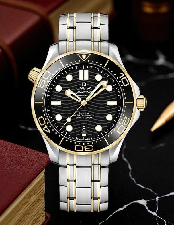 Omega Seamaster Diver 300m 42mm Black Dial Two Tone Men S Bracelet Watch Compressed Pakistan