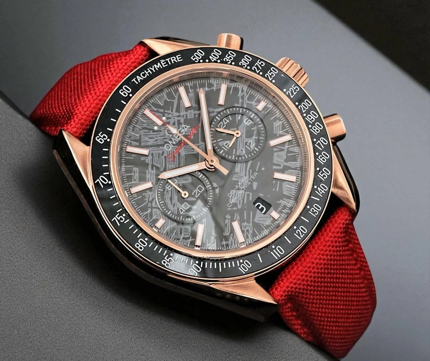 Omega Speedmaster Grey Side Of The Moon Meteorite Red Strap Watch Pakistan