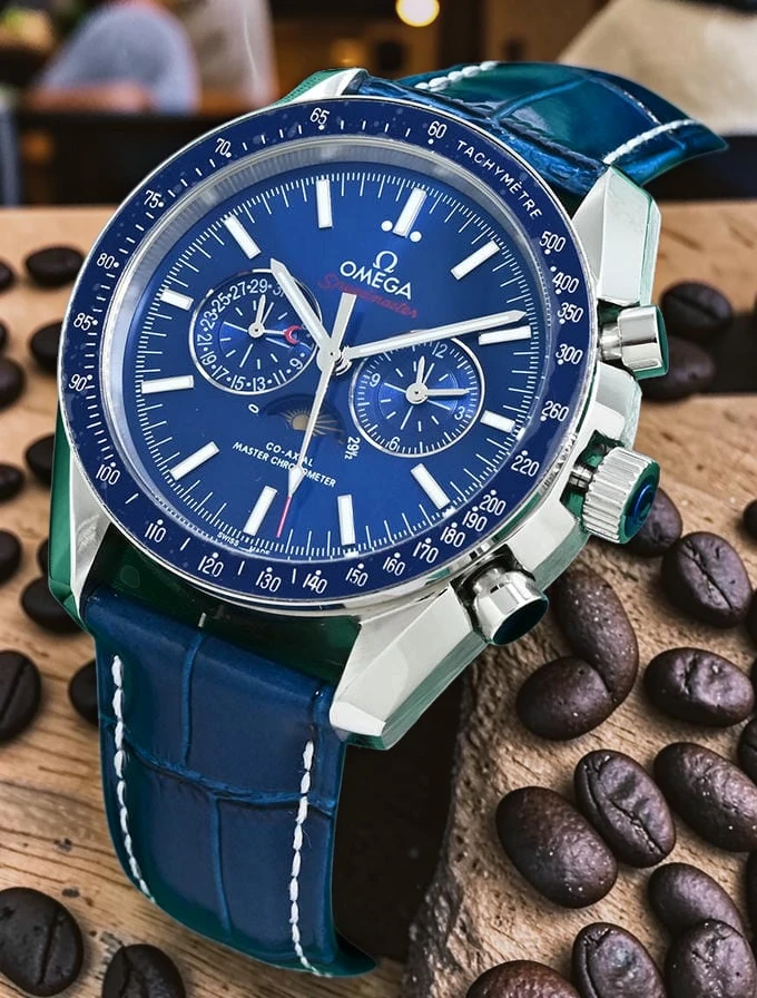 Omega Speedmaster Moonphase Blue Watch For Men Photoroom