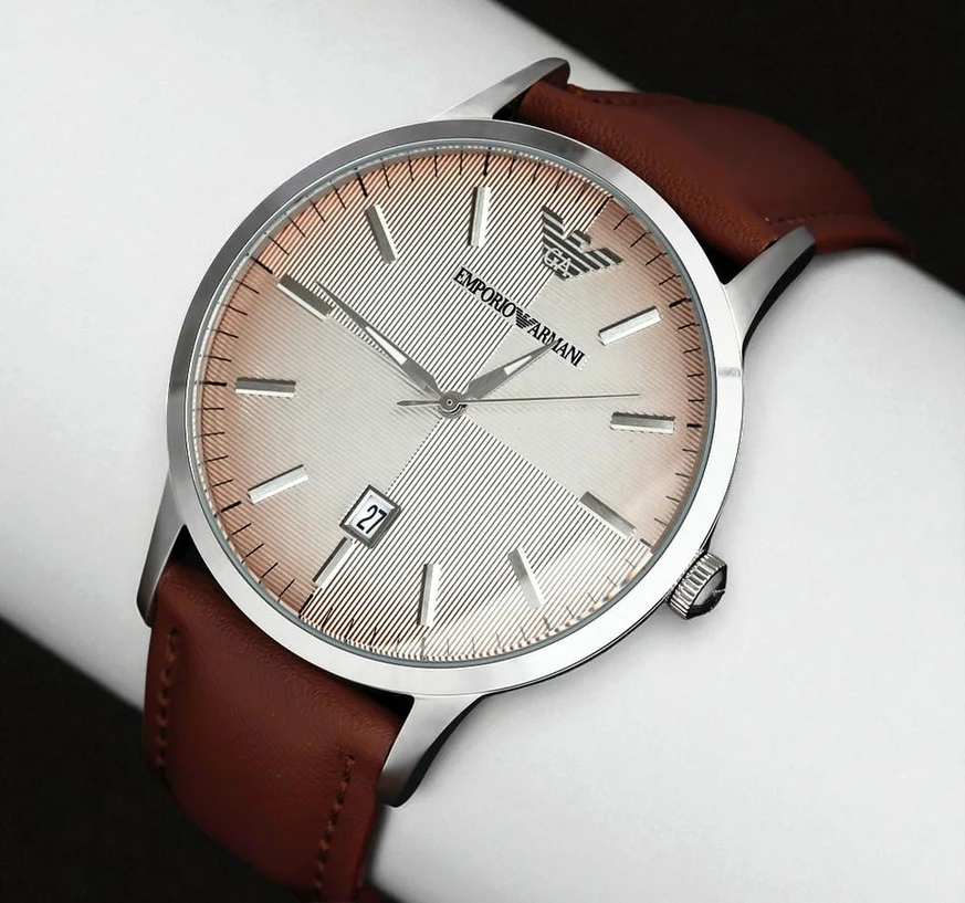 Armani Classic Textured Degrade Dial Taupe Leather Men S Luxury Watches 116 Pakistan 1765831674 C806b83f