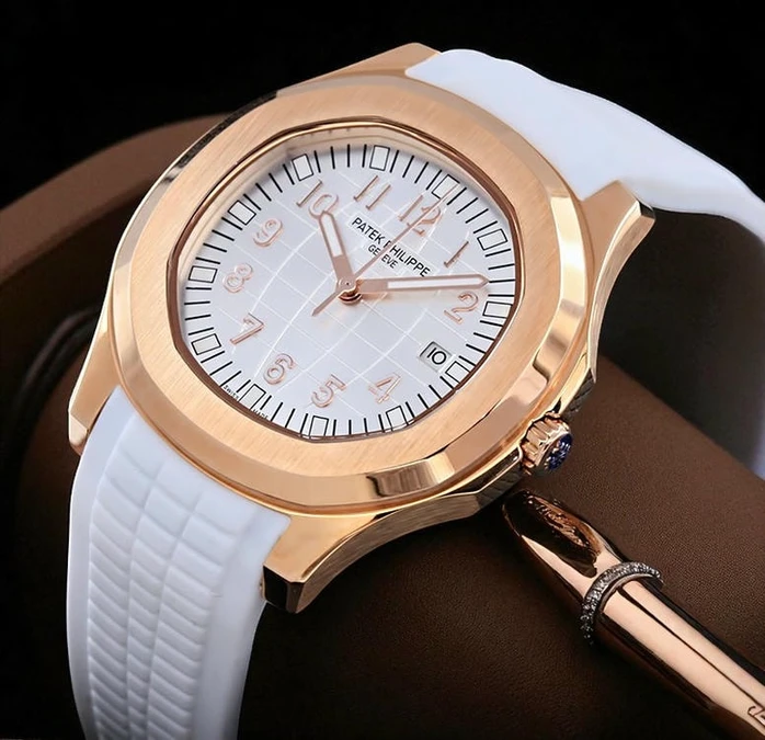 Patek Philippe Aquanaut White Straps Silver Dial Watch 1 Pakistan