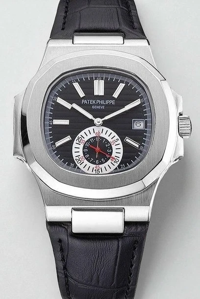 Patek Philippe Nautilus Black Dial Black Leather Strap Patek Philippe Nautilus Pakistan 1765831819 Db134902