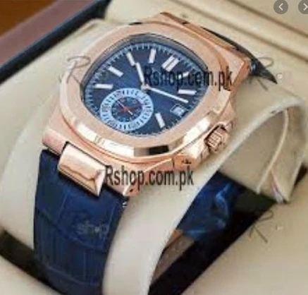 Patek Philippe Nautilus Blue Dial Leather Strap Watch Pakistan 1765831821 6ac6bbc8