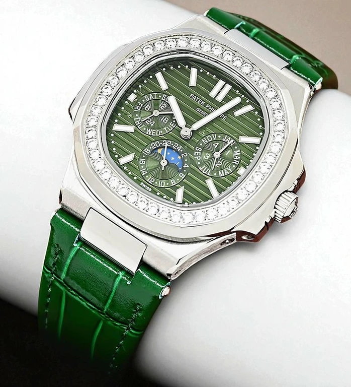 Patek Philippe Nautilus Perpetual Calendar Green Leather Straps Watch Pakistan 1765831833 891635c2