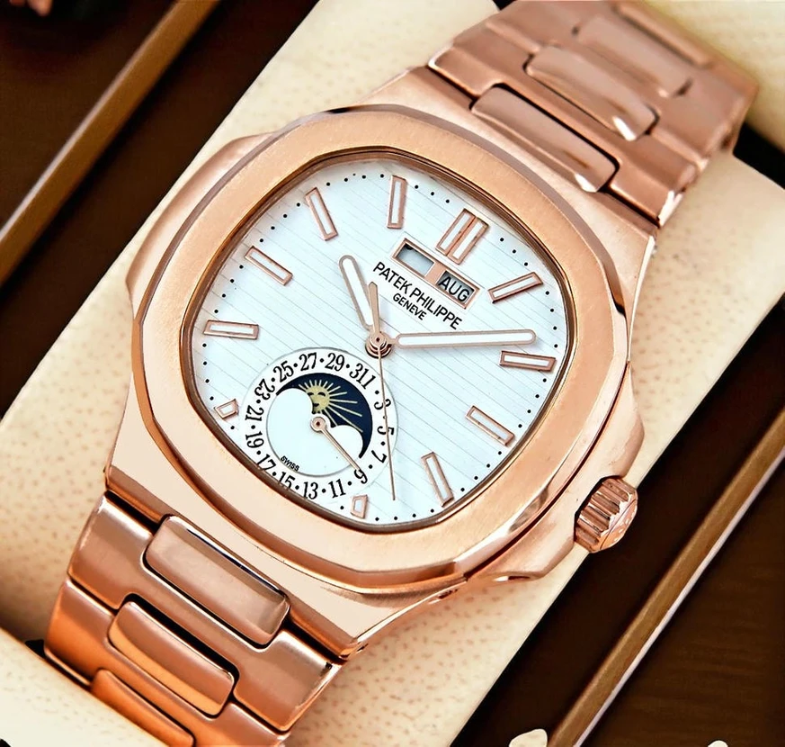 Patek Philippe Rose Gold Nautilus White Dial Watch Pakistan