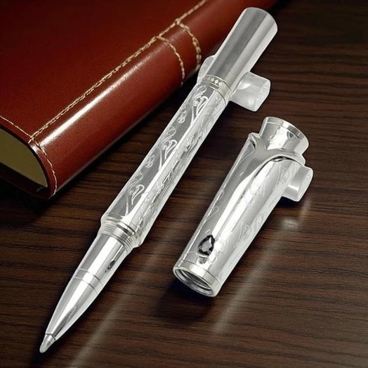 Princesse Grace Of Monaco Engraved Flower Silver Roller Ball Pen Pakistan