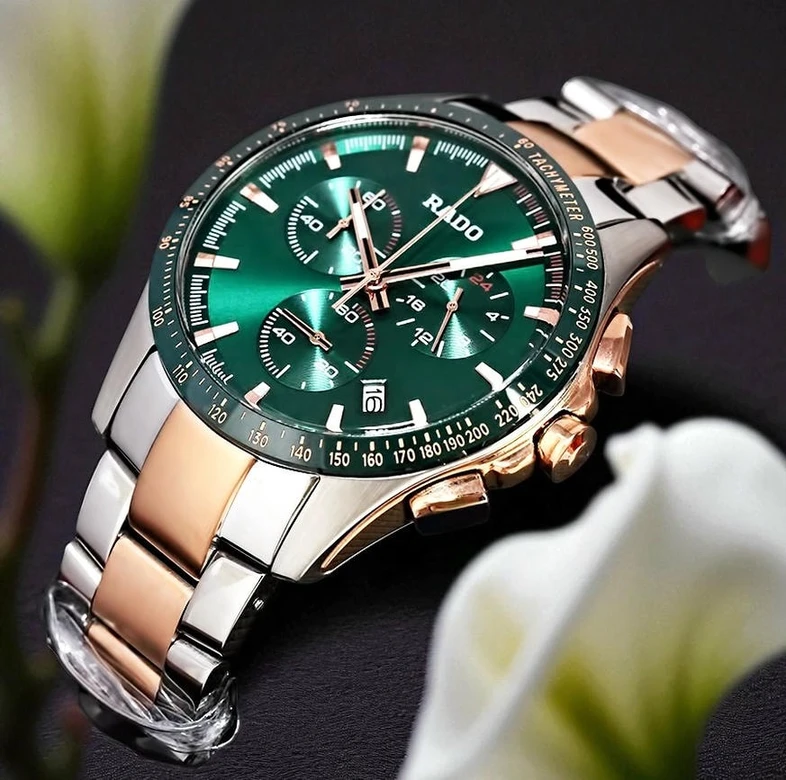 Rado Hyperchrome Chronograph Green Dial Two Tone Watch Pakistan 1765831920 Ae03a42b