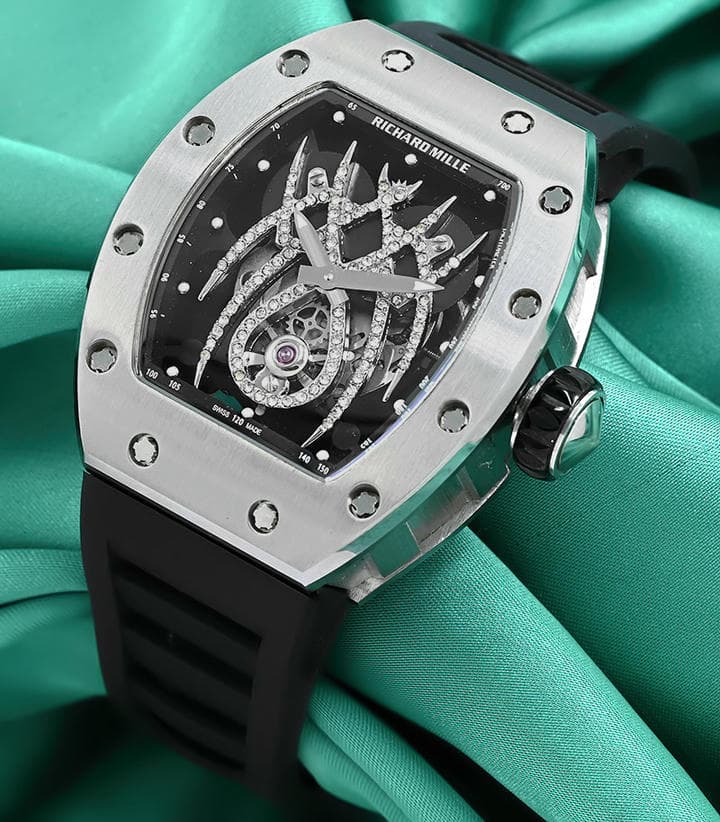 Richard Mille 19 01 Tourbillon Spider Dial Black Rubber Strap Watch 1
