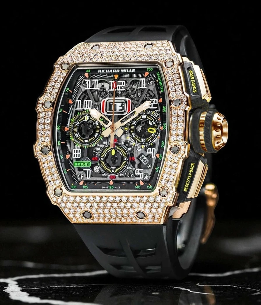 Richard Mille Rm 11 03 Rose Gold Med Set Diamond Watch055 Pakistan