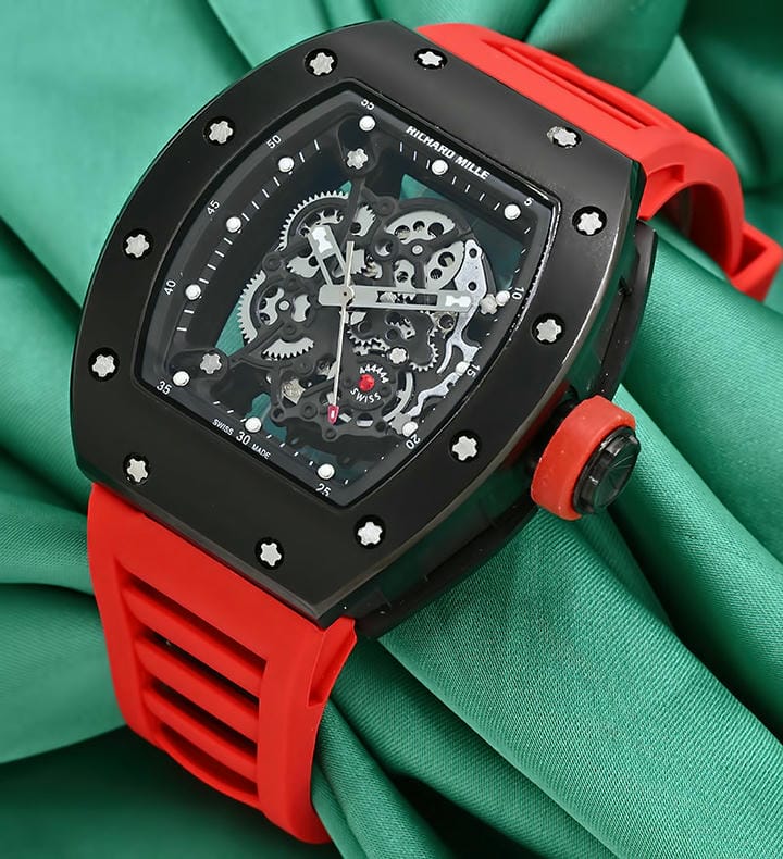 Richard Mille Rm055 Red Straps Watch