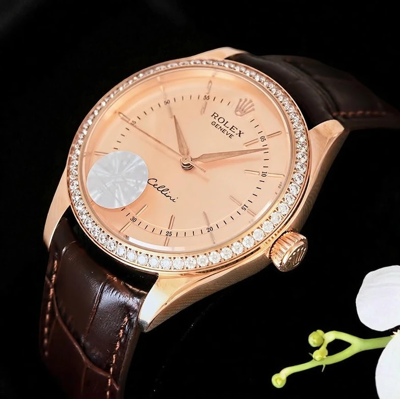 Rolex Cellini Rose Gold Dial Diamond Bezel Watch Pakistan 1765832218 Fe913c66