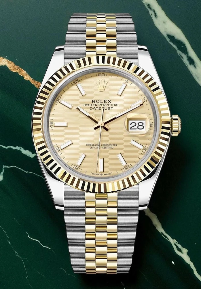Rolex Datejust 41 Yellow Gold Steel Golden Fluted Motif Index Dial Fluted Bezel Watch Pakistan 1765832209 D1cd86c0