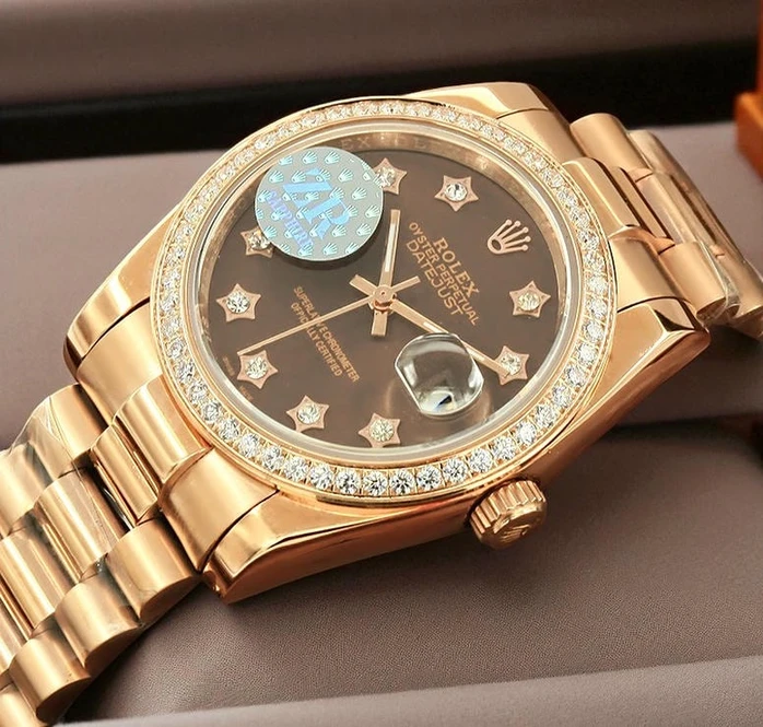 Rolex Datejust Chocolate 9 Diamonds Set In Star Dial Watch564 Pakistan