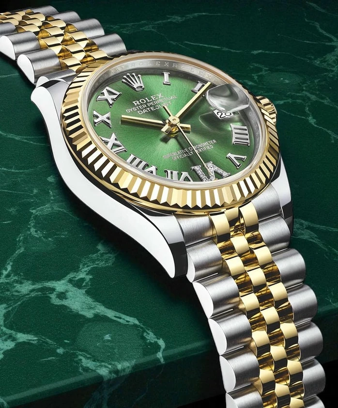 Rolex Datejust Twotone Green Roman Dial Watch Pakistan