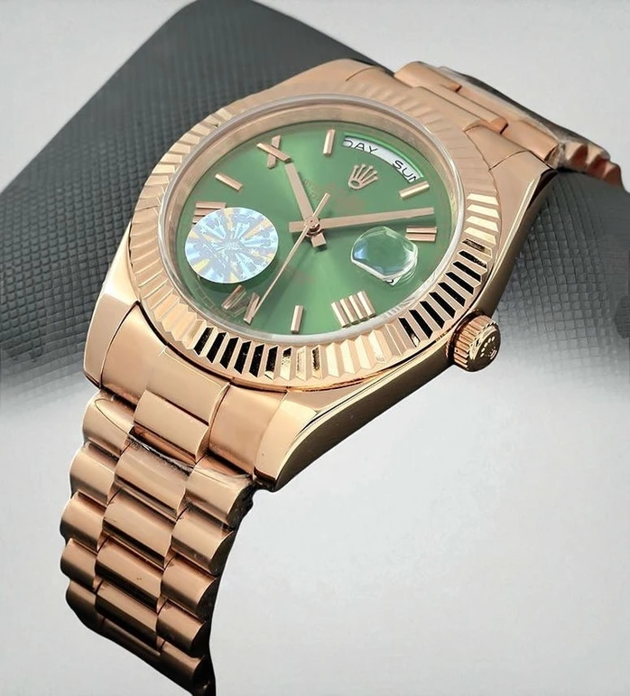 Rolex Day Date 40 Rose Gold President Green Roman Dial Watch Compressed Pakistan 1765832243 02a6fde4