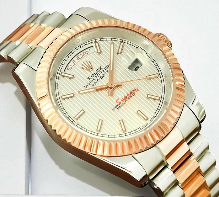 Rolex Day Date Two Tone Stripe Index Dial Watch511 Pakistan