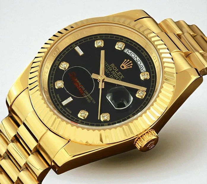 Rolex Day Date Yellow Gold Black Diamond Dial Swiss Watch517 Pakistan