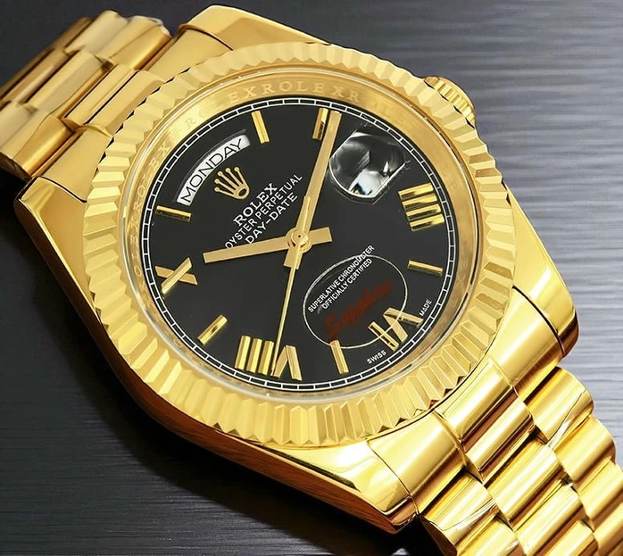 Rolex Day Date Yellow Gold Black Roman Dial Watch513 Pakistan