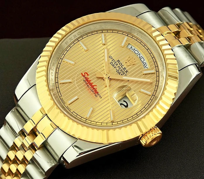 Rolex Day Date Yellow Gold Strip Motif Index Dial Watch505 Pakistan