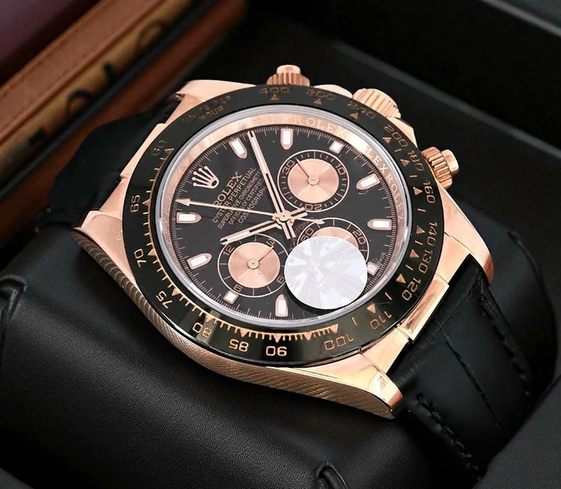 Rolex Daytona Black Dial Engraved Bezel Watch Pakistan