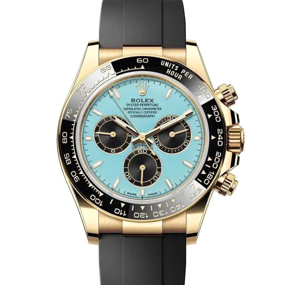 Rolex Daytona Yellow Gold Oysterflex Turquoise Dial 40mm Watch 2026