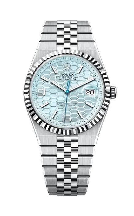 Rolex Land Dweller Ice Blue Honeycomb Motif Dial Watch
