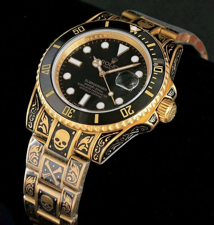 Rolex Submariner Hand Engraved Gold Watch 1 Pakistan