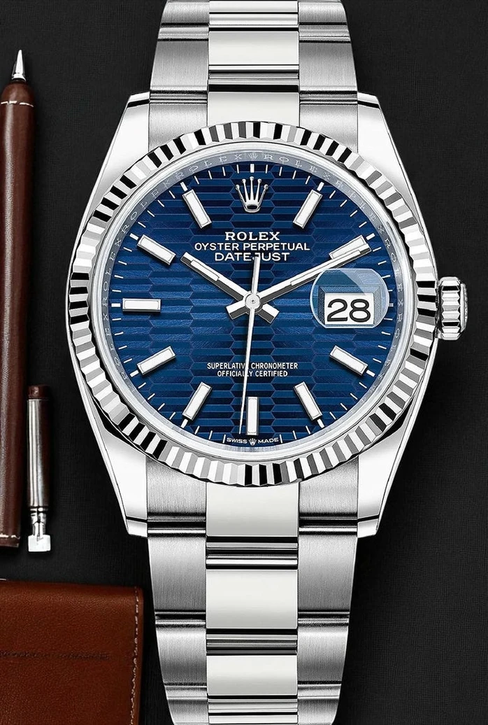 New 2021 Rolex Datejust 126234 0050 Blue Fluted Motif Dial Watch507 Pakistan 1765831985 E678220b