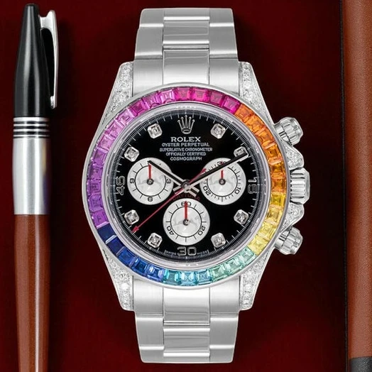 Rolex Cosmograph Daytona White Gold Rainbow Diamond Bezel Men Watch Pakistan 1765832029 Eb681b27
