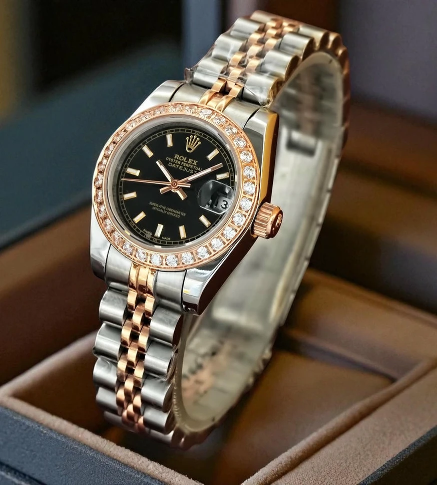 Rolex Date Just Black Dial Diamond Bezel Ladies Watch Pakistan 1765832030 55584d0f