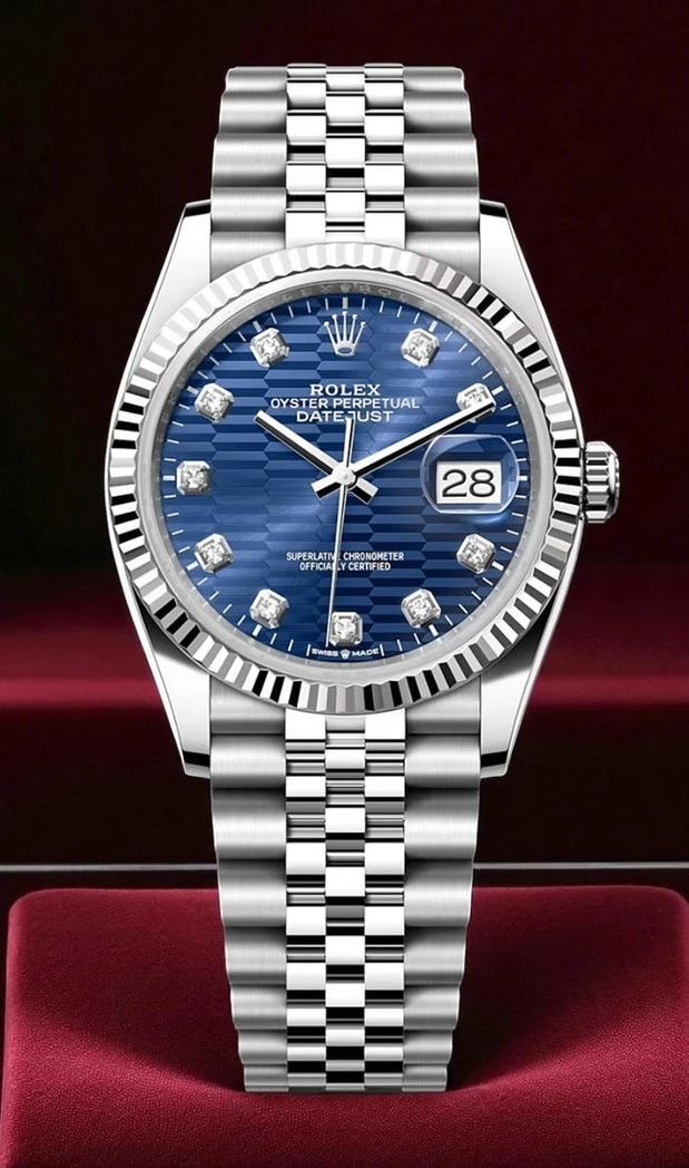 Rolex Datejust 36 Jubilee Blue Fluted Motif Diamond Dial Watch Pakistan 1765832034 53308200