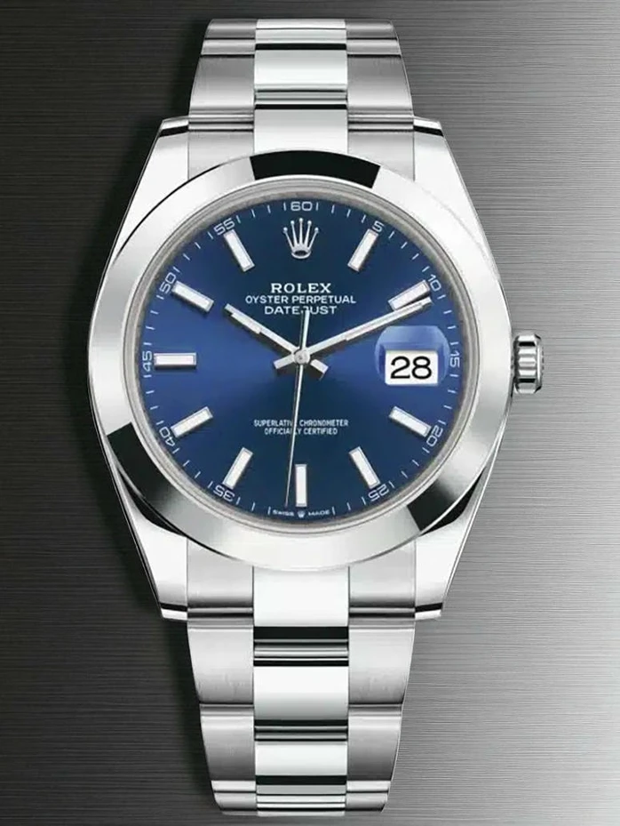 Rolex Datejust 40 Smooth Bezel Blue Index Dial Oyster Bracelet Watch Pakistan