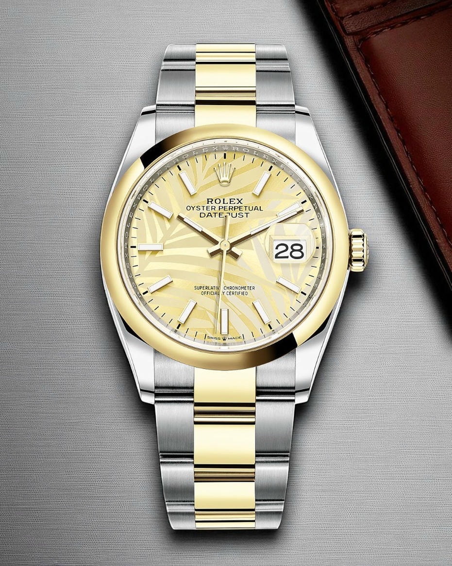 Rolex Datejust 41 Champagne Palm Motif Dial Oyster Watch984 Pakistan