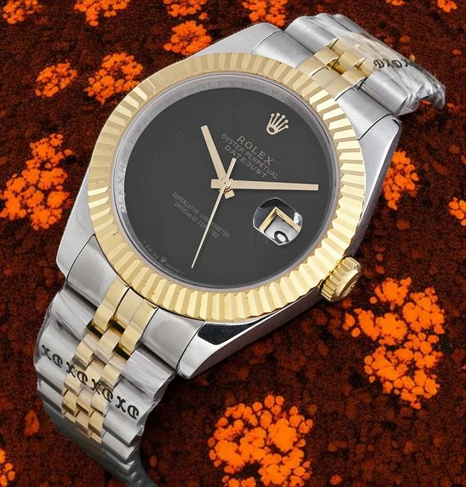 Rolex Datejust Black Dial And A Two Tone Watch For Men