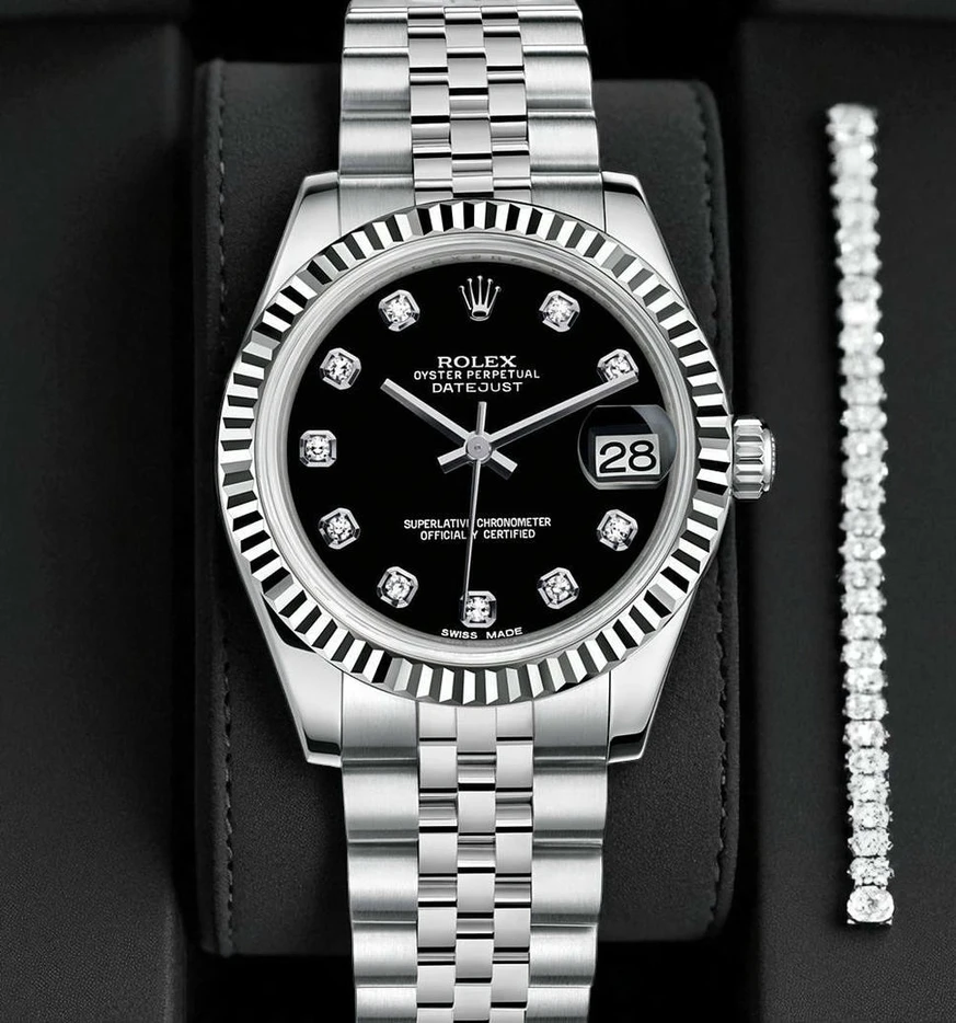 Rolex Datejust Black Diamond Dial Watch Pakistan