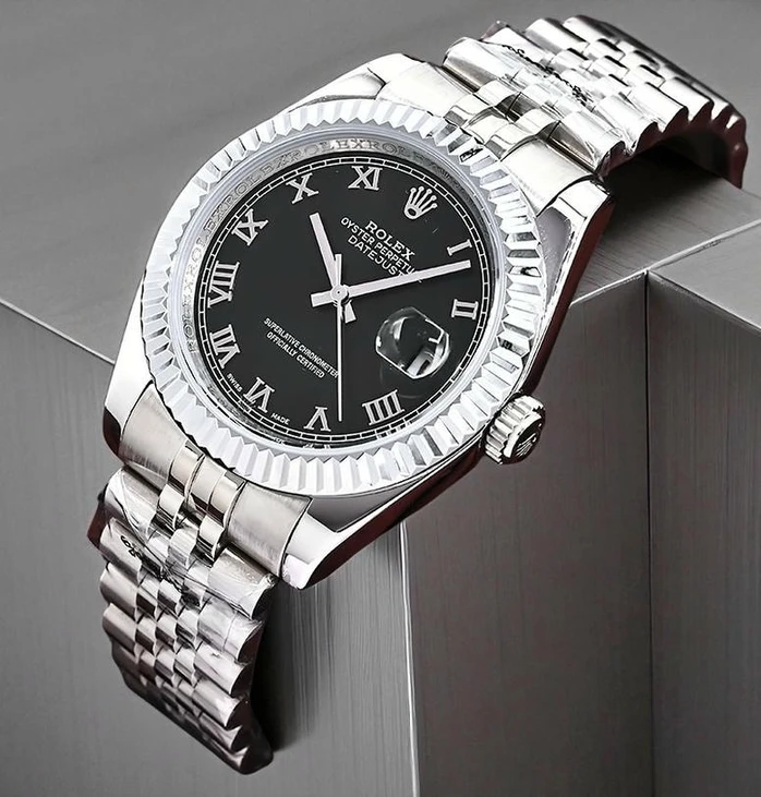 Rolex Datejust Black Roman Dial Watch Pakistan