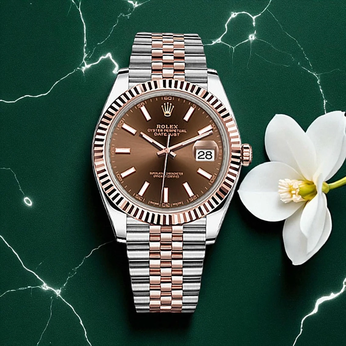 Rolex Datejust Chocolate Dial Rose Gold Stainless Steel Watch Pakistan