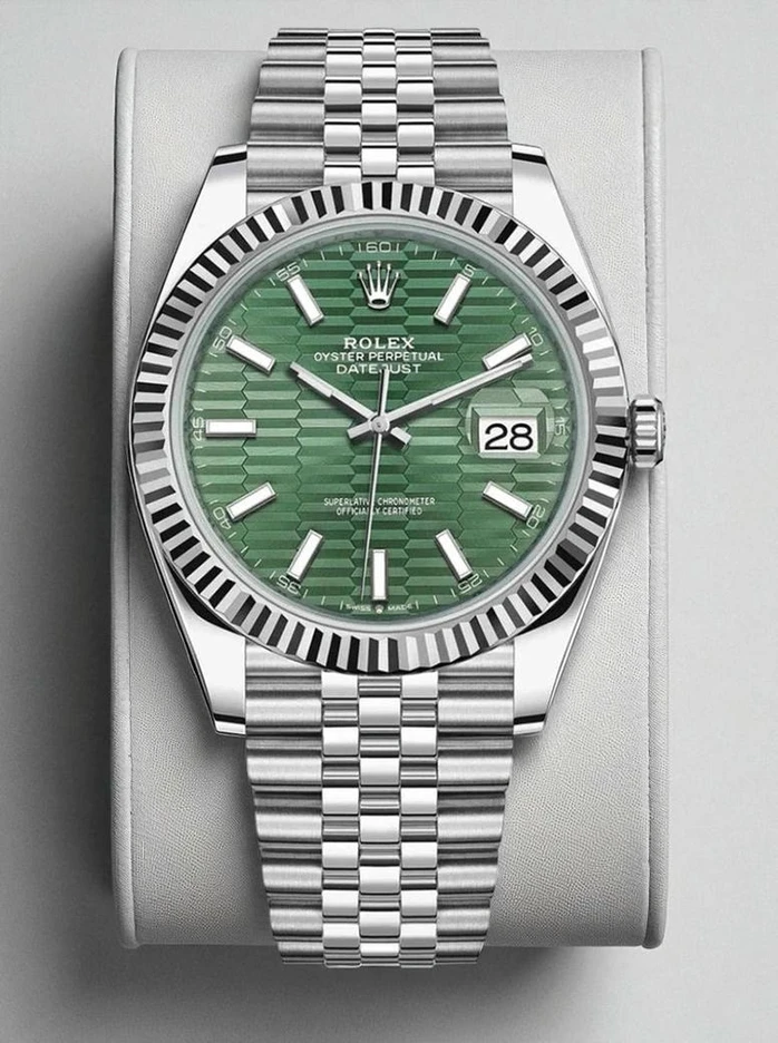 Rolex Datejust Fluted Bezel Green Motif Dial Jubilee Watch Pakistan